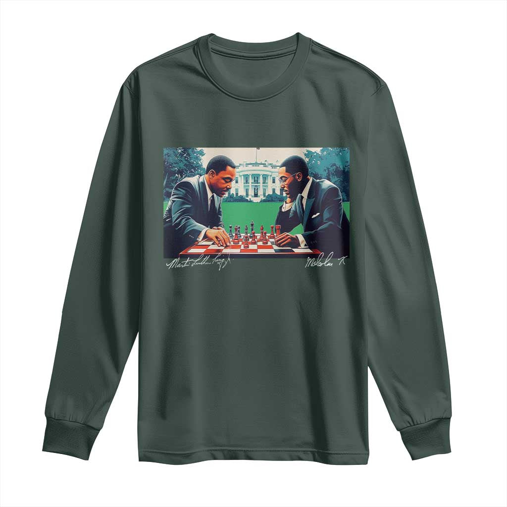 Malcolm X Martin Luther King Jr Long Sleeve Shirt Playing Chess White House Black History