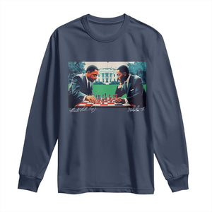 Malcolm X Martin Luther King Jr Long Sleeve Shirt Playing Chess White House Black History