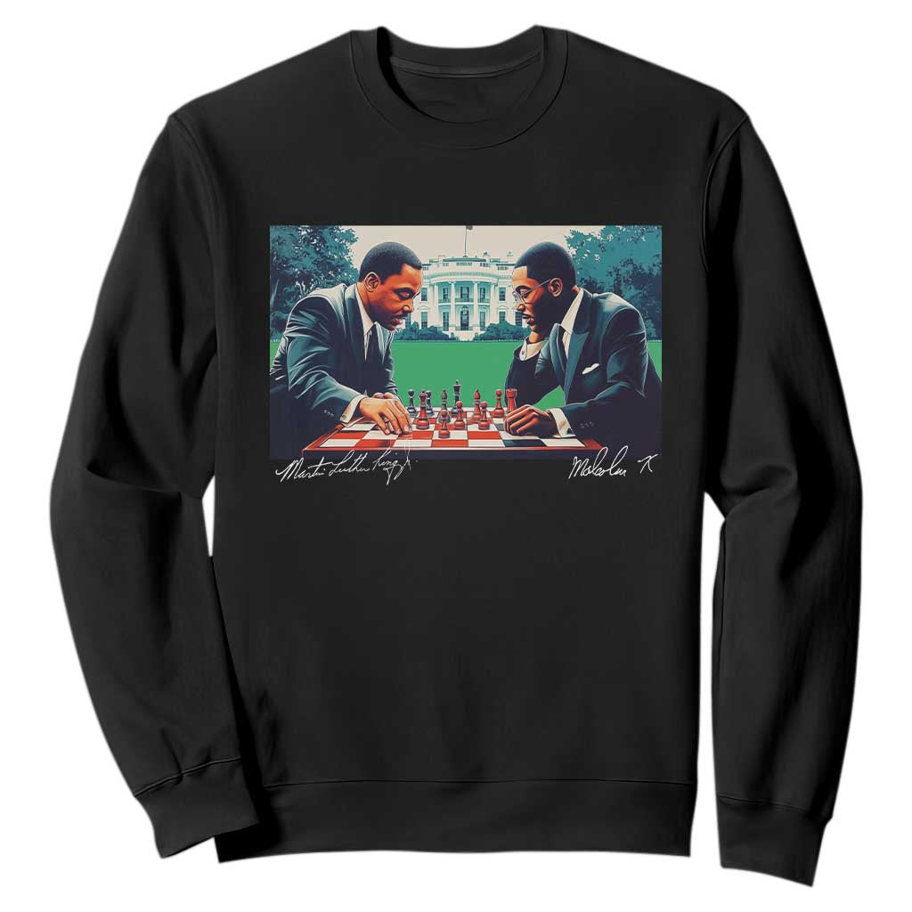 Malcolm X Martin Luther King Jr Sweatshirt Playing Chess White House Black History