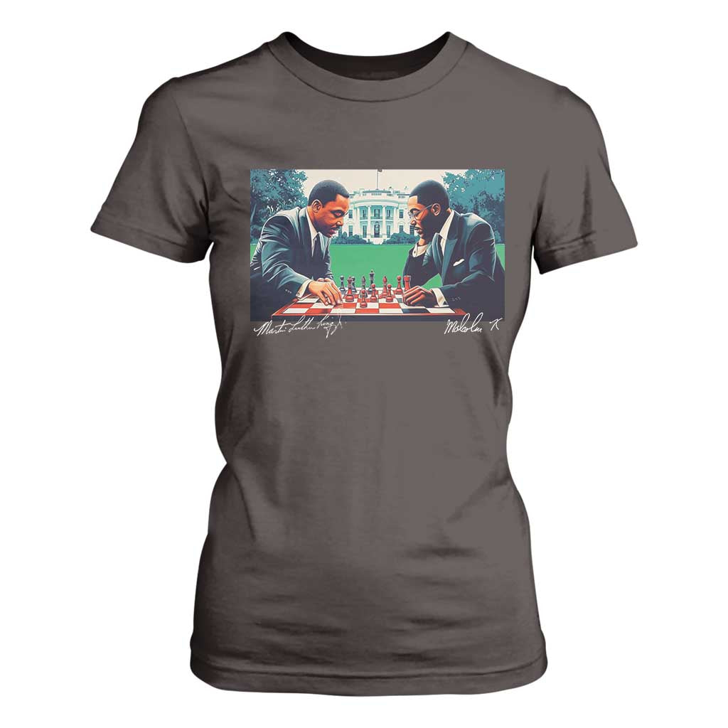 Malcolm X Martin Luther King Jr T Shirt For Women Playing Chess White House Black History