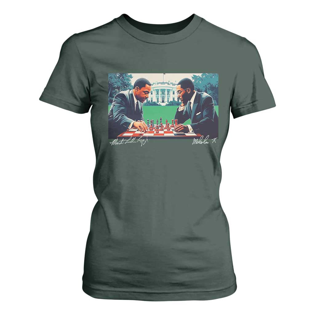 Malcolm X Martin Luther King Jr T Shirt For Women Playing Chess White House Black History