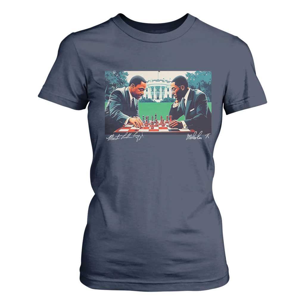 Malcolm X Martin Luther King Jr T Shirt For Women Playing Chess White House Black History