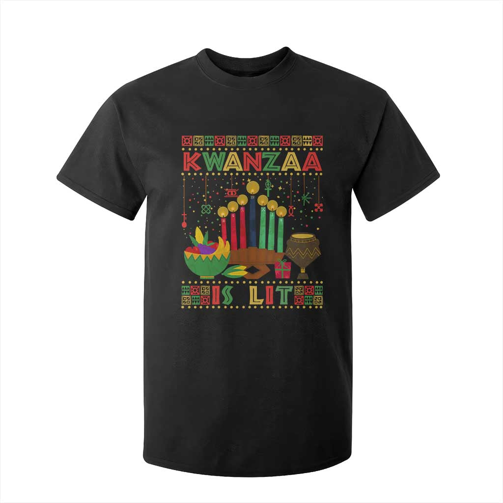 African American Xmas Kwanzaa Is Lit T Shirt For Kid