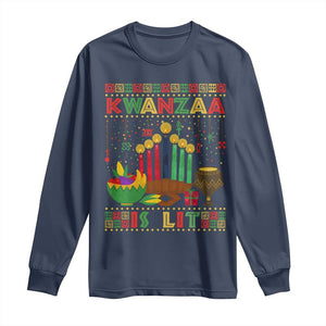 African American Xmas Kwanzaa Is Lit Long Sleeve Shirt