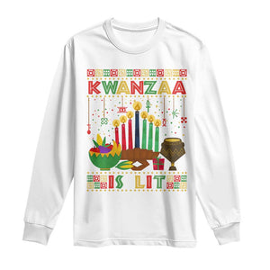 African American Xmas Kwanzaa Is Lit Long Sleeve Shirt