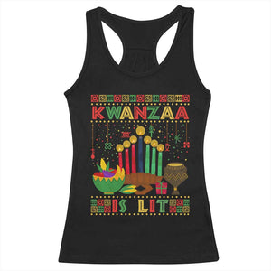 African American Xmas Kwanzaa Is Lit Racerback Tank Top