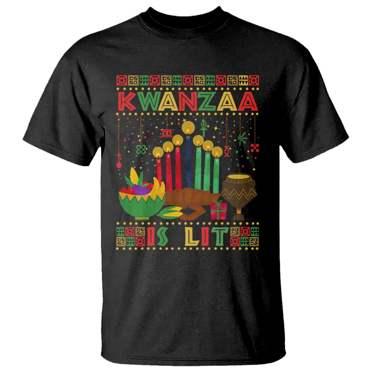 African American Xmas Kwanzaa Is Lit T Shirt