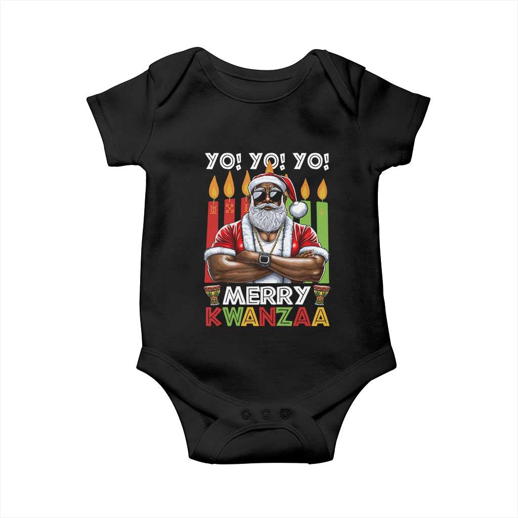 Merry Kwanzaa Baby Onesie Black Christmas African American Santa