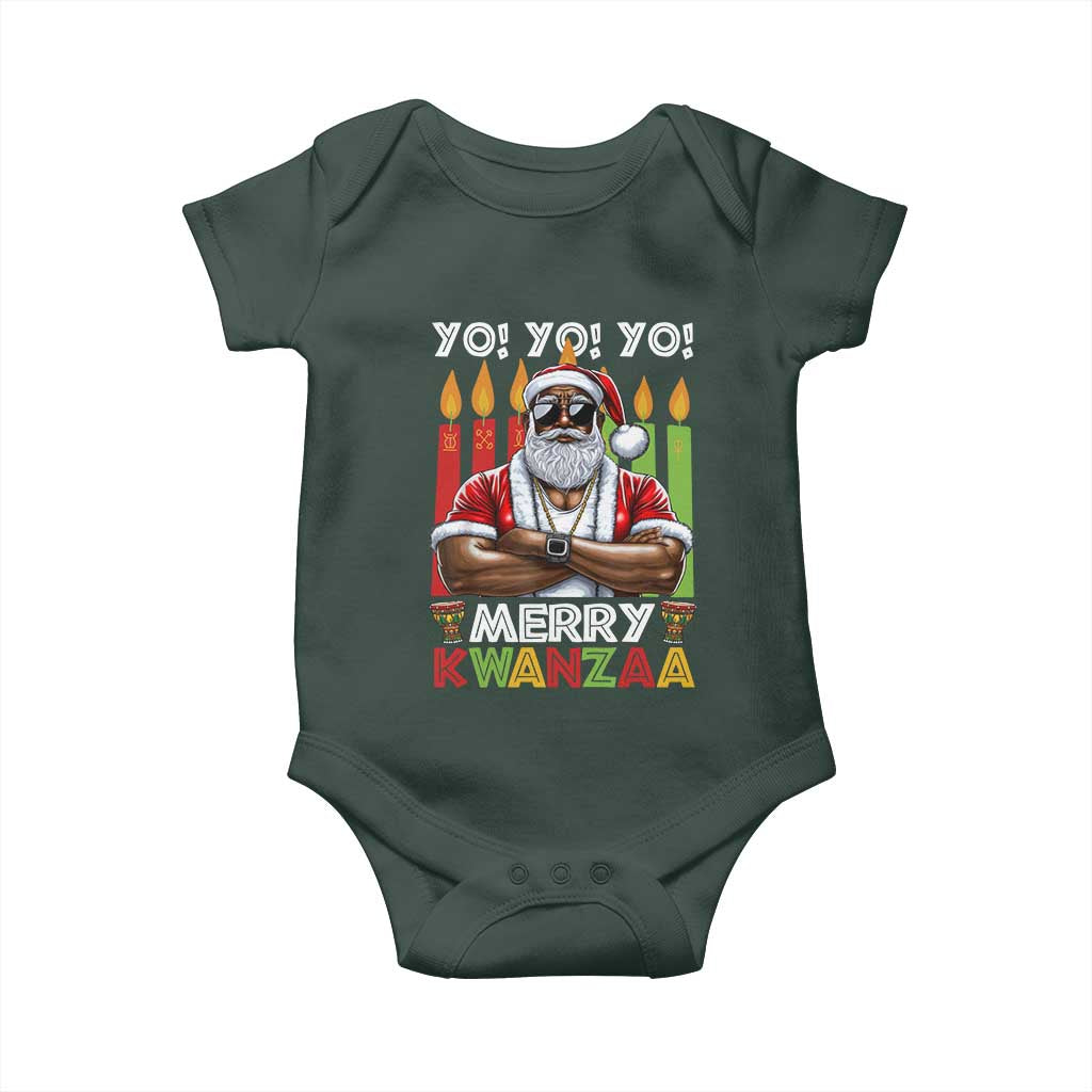 Merry Kwanzaa Baby Onesie Black Christmas African American Santa