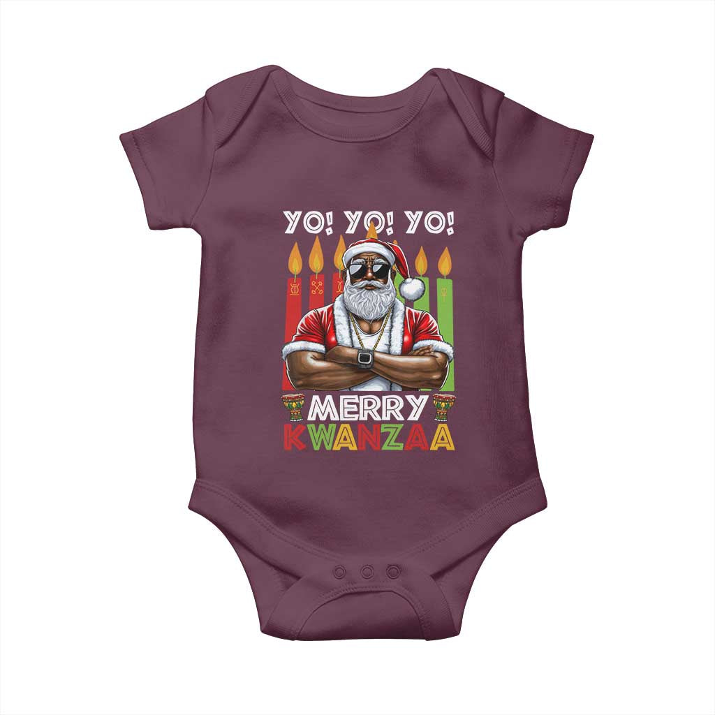 Merry Kwanzaa Baby Onesie Black Christmas African American Santa