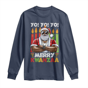 Merry Kwanzaa Long Sleeve Shirt Black Christmas African American Santa