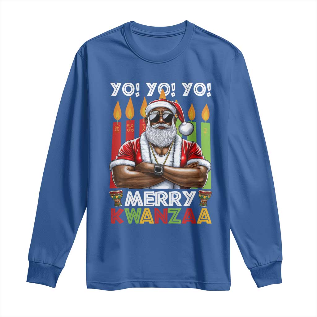 Merry Kwanzaa Long Sleeve Shirt Black Christmas African American Santa