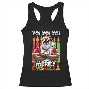Merry Kwanzaa Racerback Tank Top Black Christmas African American Santa