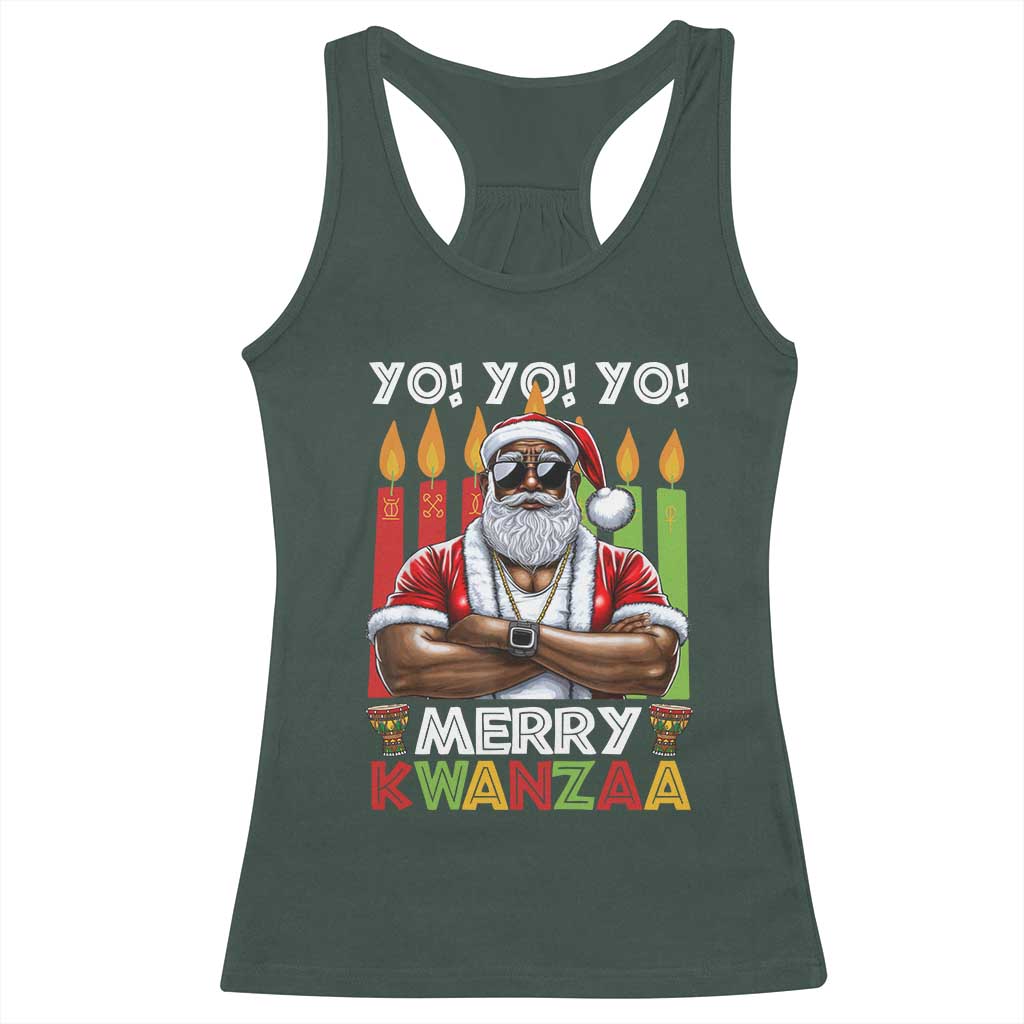 Merry Kwanzaa Racerback Tank Top Black Christmas African American Santa