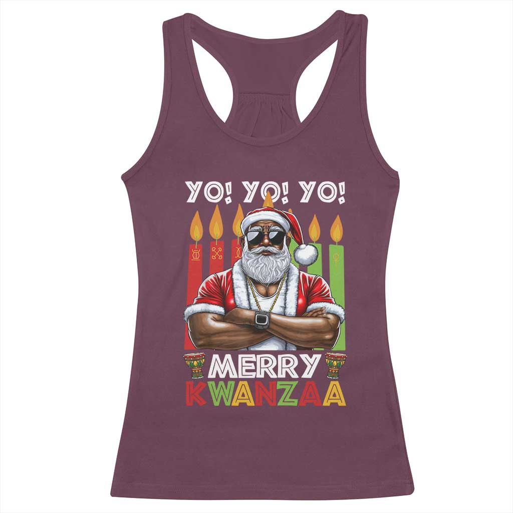 Merry Kwanzaa Racerback Tank Top Black Christmas African American Santa