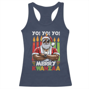 Merry Kwanzaa Racerback Tank Top Black Christmas African American Santa