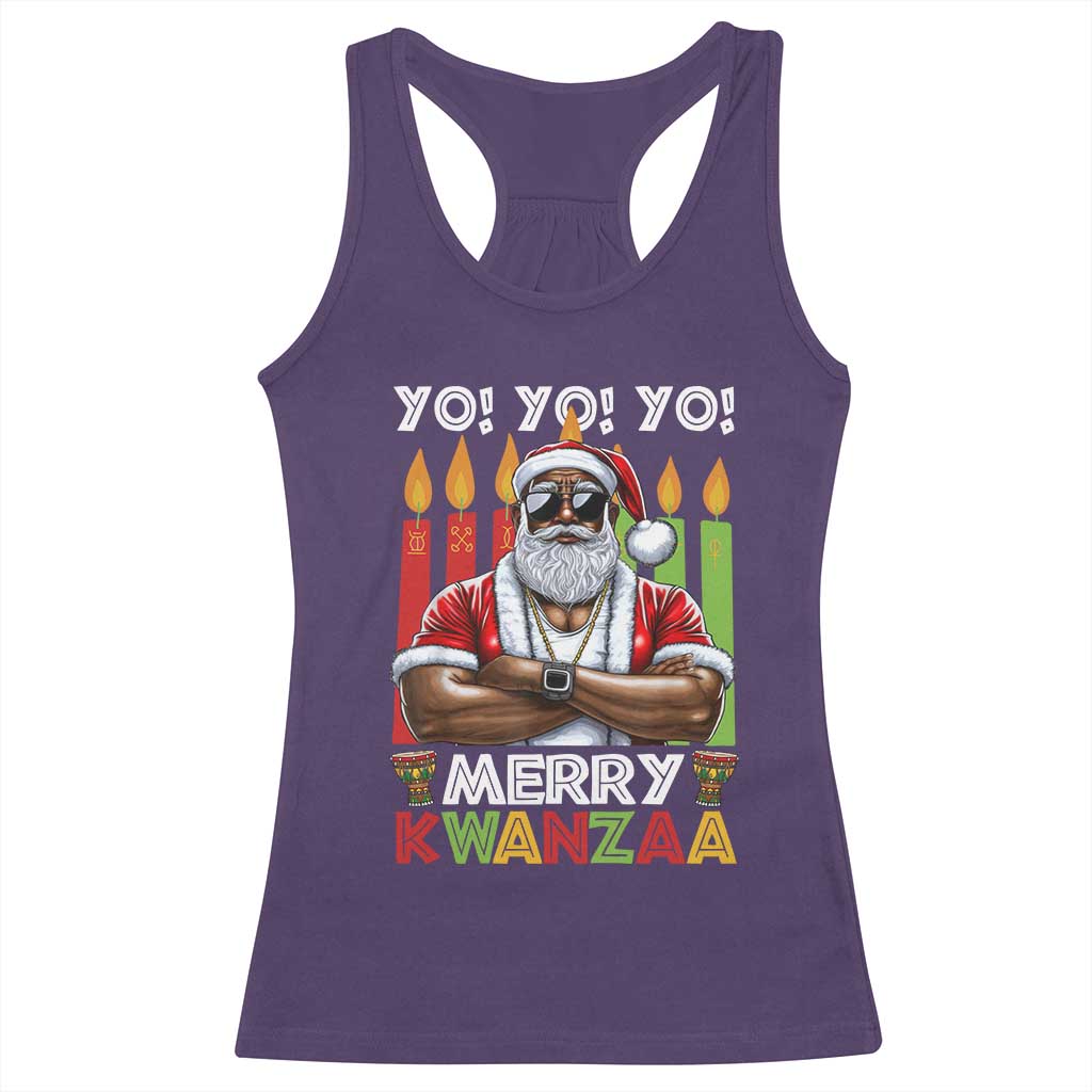 Merry Kwanzaa Racerback Tank Top Black Christmas African American Santa