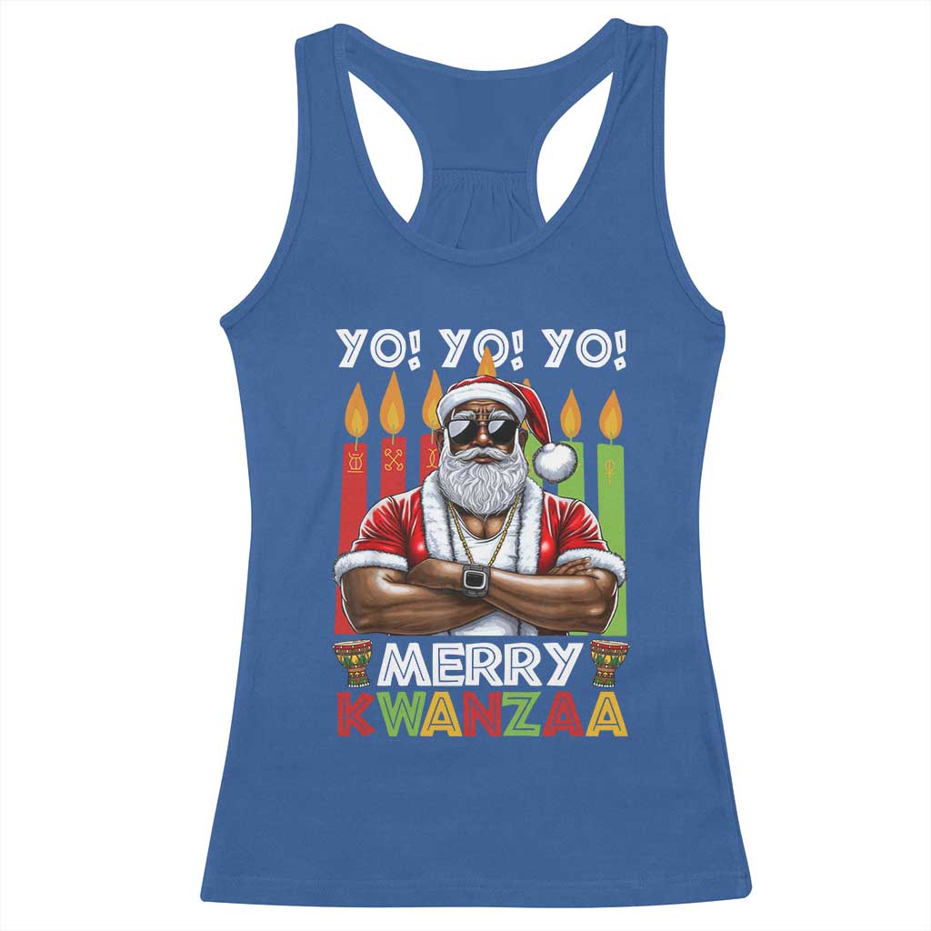 Merry Kwanzaa Racerback Tank Top Black Christmas African American Santa