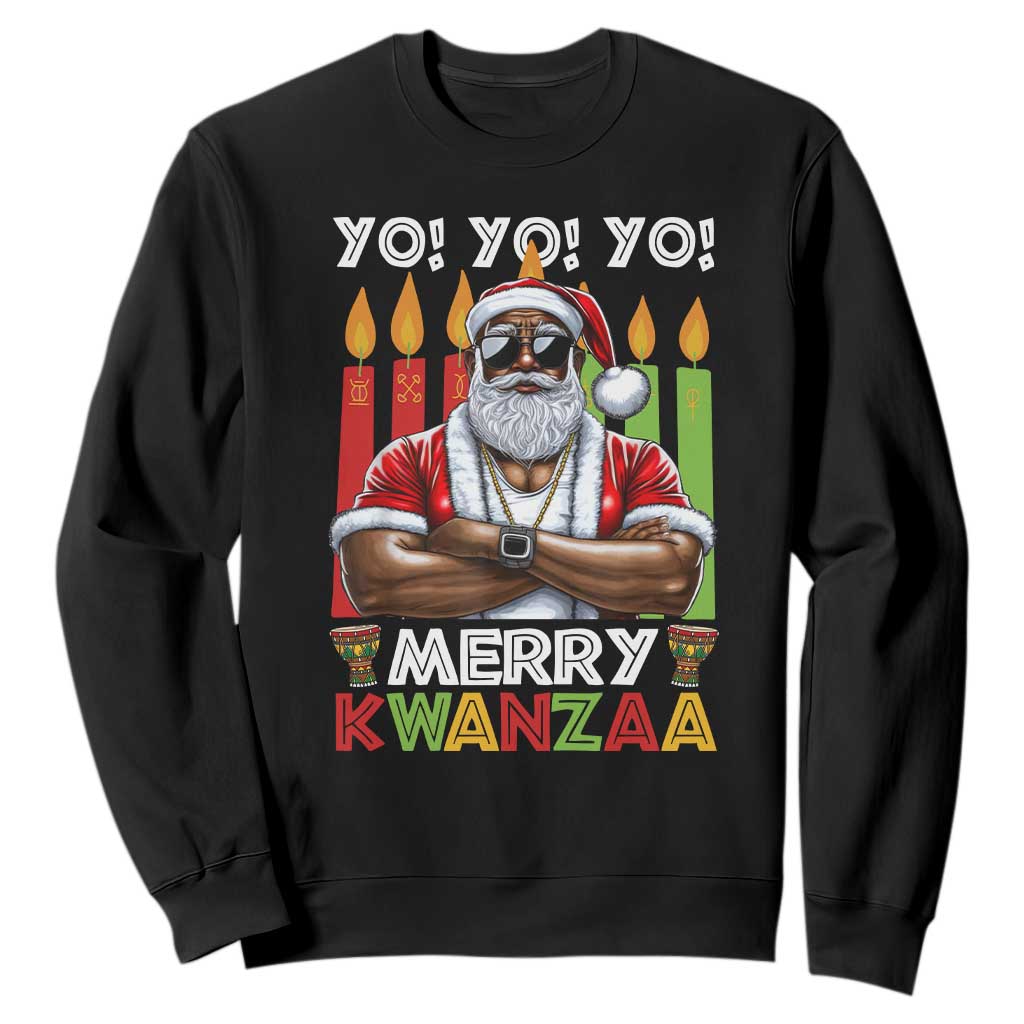 Merry Kwanzaa Sweatshirt Black Christmas African American Santa