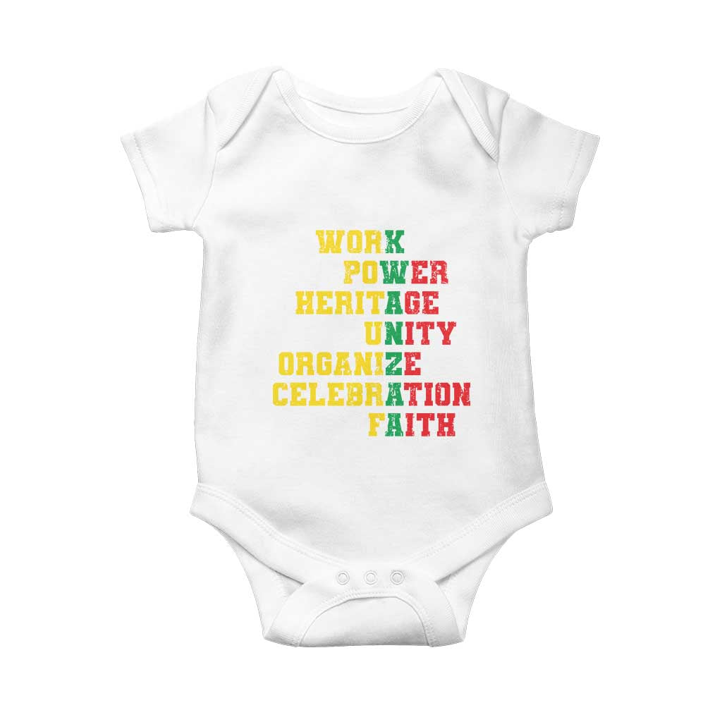African American Christmas Kwanzaa Baby Onesie Work Power Heritage Unity Organize Celebration Faith