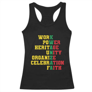 African American Christmas Kwanzaa Racerback Tank Top Work Power Heritage Unity Organize Celebration Faith