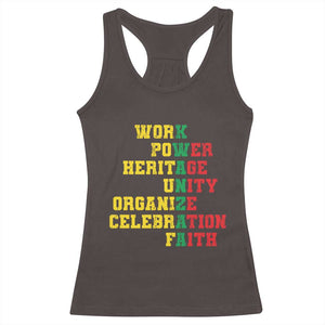 African American Christmas Kwanzaa Racerback Tank Top Work Power Heritage Unity Organize Celebration Faith