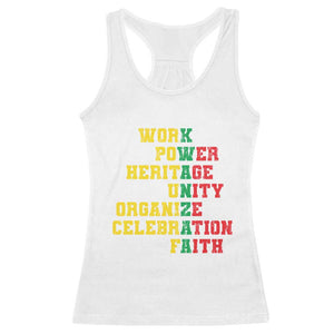 African American Christmas Kwanzaa Racerback Tank Top Work Power Heritage Unity Organize Celebration Faith