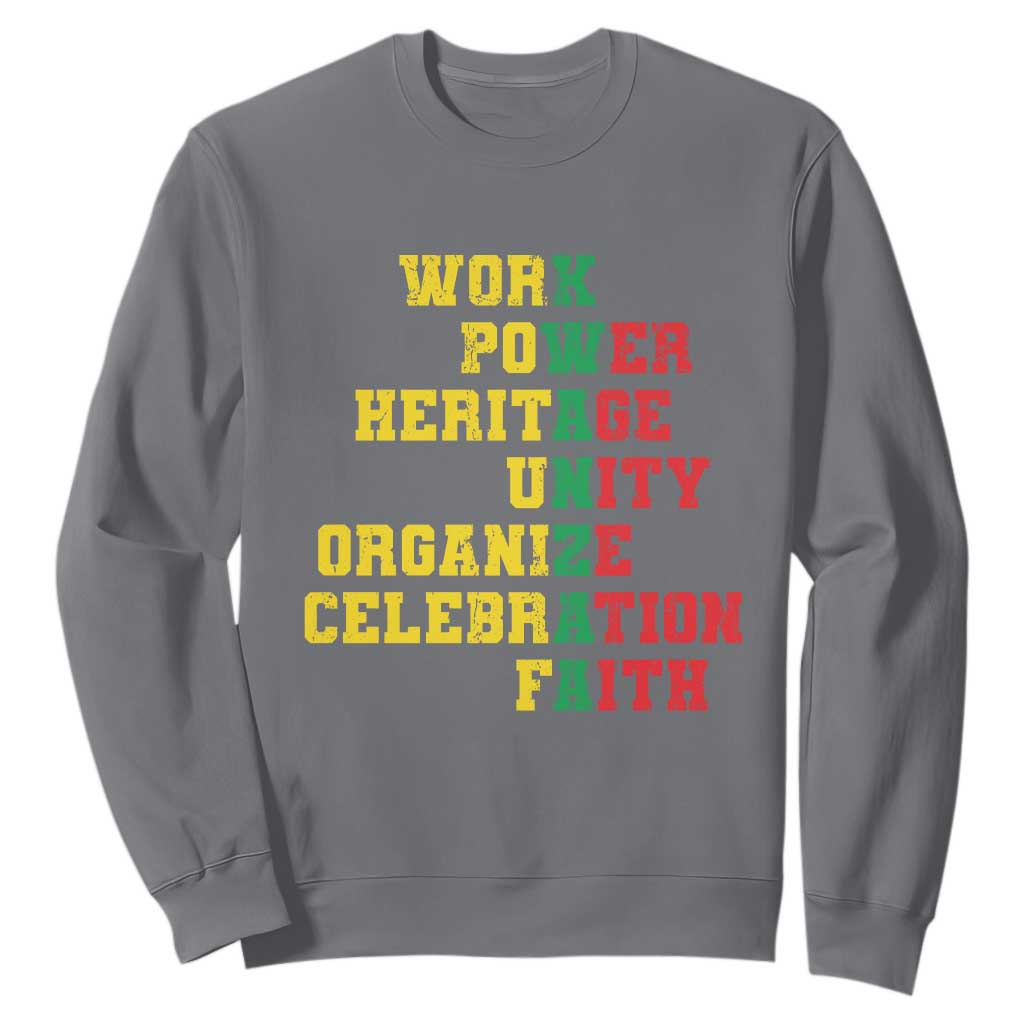 African American Christmas Kwanzaa Sweatshirt Work Power Heritage Unity Organize Celebration Faith