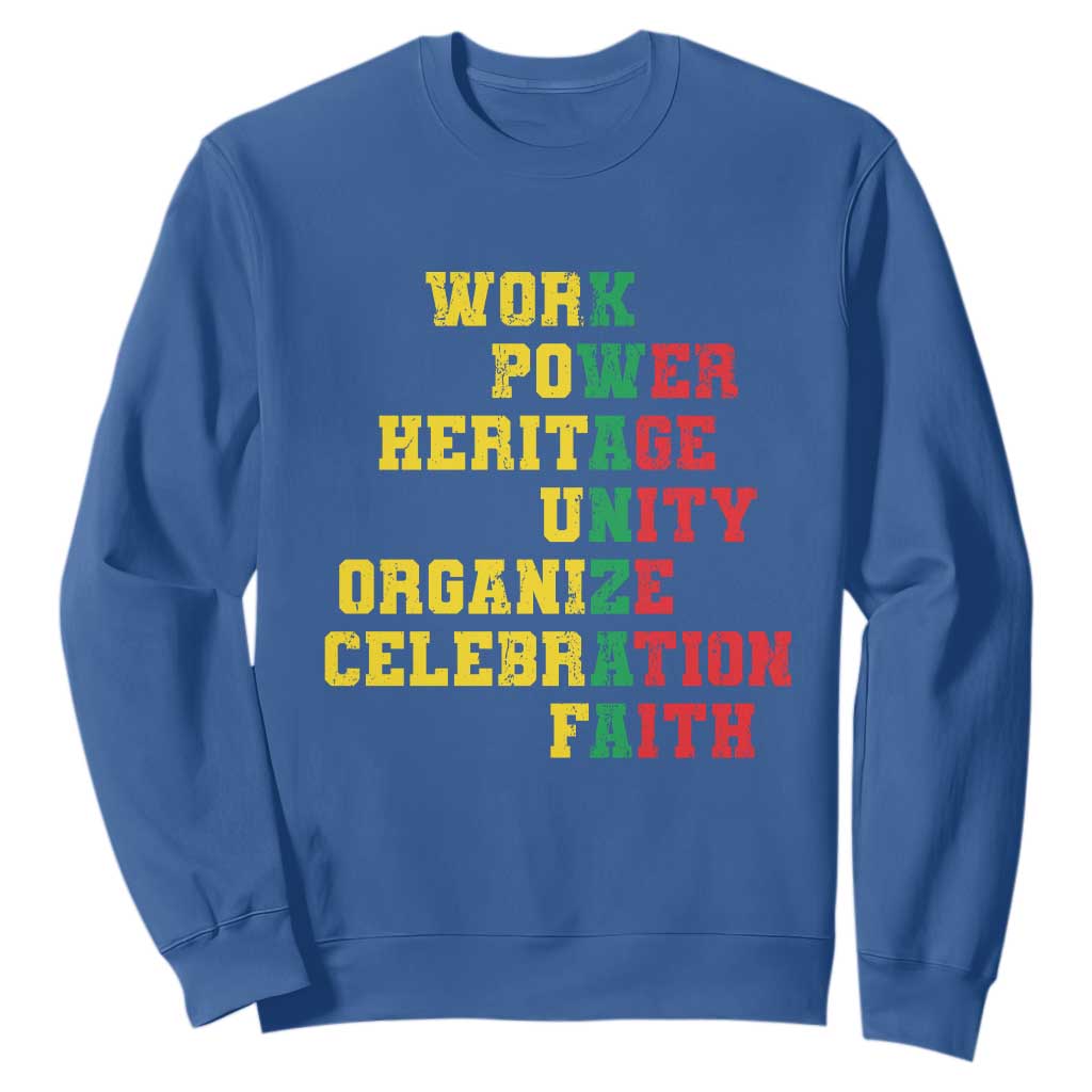 African American Christmas Kwanzaa Sweatshirt Work Power Heritage Unity Organize Celebration Faith