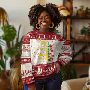 African American Christmas Kwanzaa Ugly Christmas Sweater Work Power Heritage Unity Organize Celebration Faith