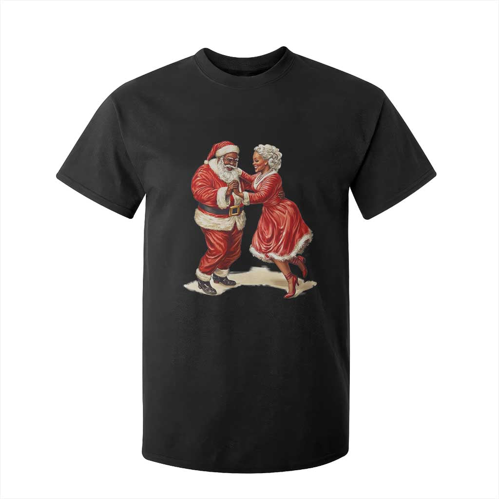 African American Christmas Black Santa Mr Mrs Claus Dancing T Shirt For Kid