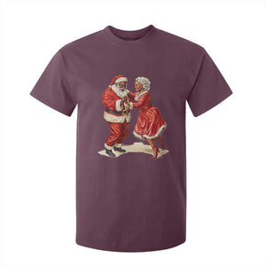 African American Christmas Black Santa Mr Mrs Claus Dancing T Shirt For Kid