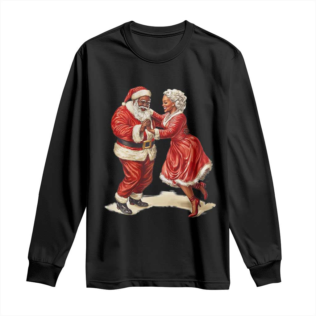 African American Christmas Black Santa Mr Mrs Claus Dancing Long Sleeve Shirt