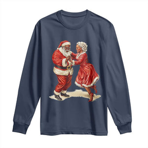 African American Christmas Black Santa Mr Mrs Claus Dancing Long Sleeve Shirt