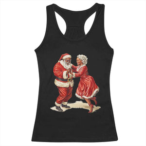 African American Christmas Black Santa Mr Mrs Claus Dancing Racerback Tank Top