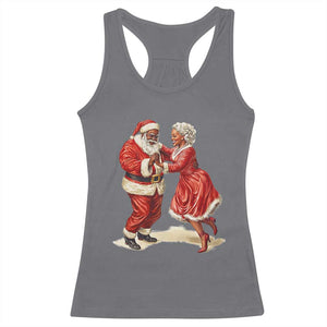 African American Christmas Black Santa Mr Mrs Claus Dancing Racerback Tank Top