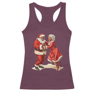 African American Christmas Black Santa Mr Mrs Claus Dancing Racerback Tank Top