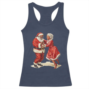 African American Christmas Black Santa Mr Mrs Claus Dancing Racerback Tank Top