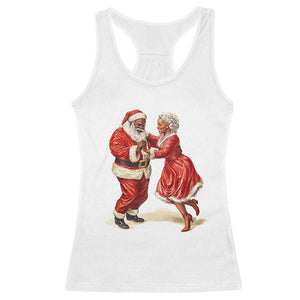 African American Christmas Black Santa Mr Mrs Claus Dancing Racerback Tank Top