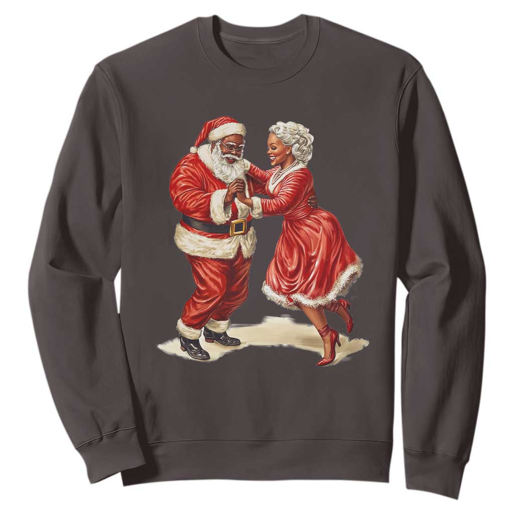 African American Christmas Black Santa Mr Mrs Claus Dancing Sweatshirt