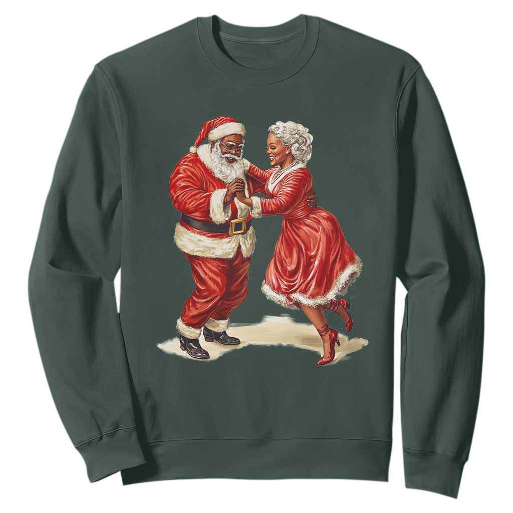 African American Christmas Black Santa Mr Mrs Claus Dancing Sweatshirt