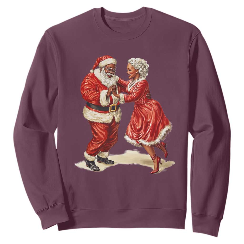 African American Christmas Black Santa Mr Mrs Claus Dancing Sweatshirt