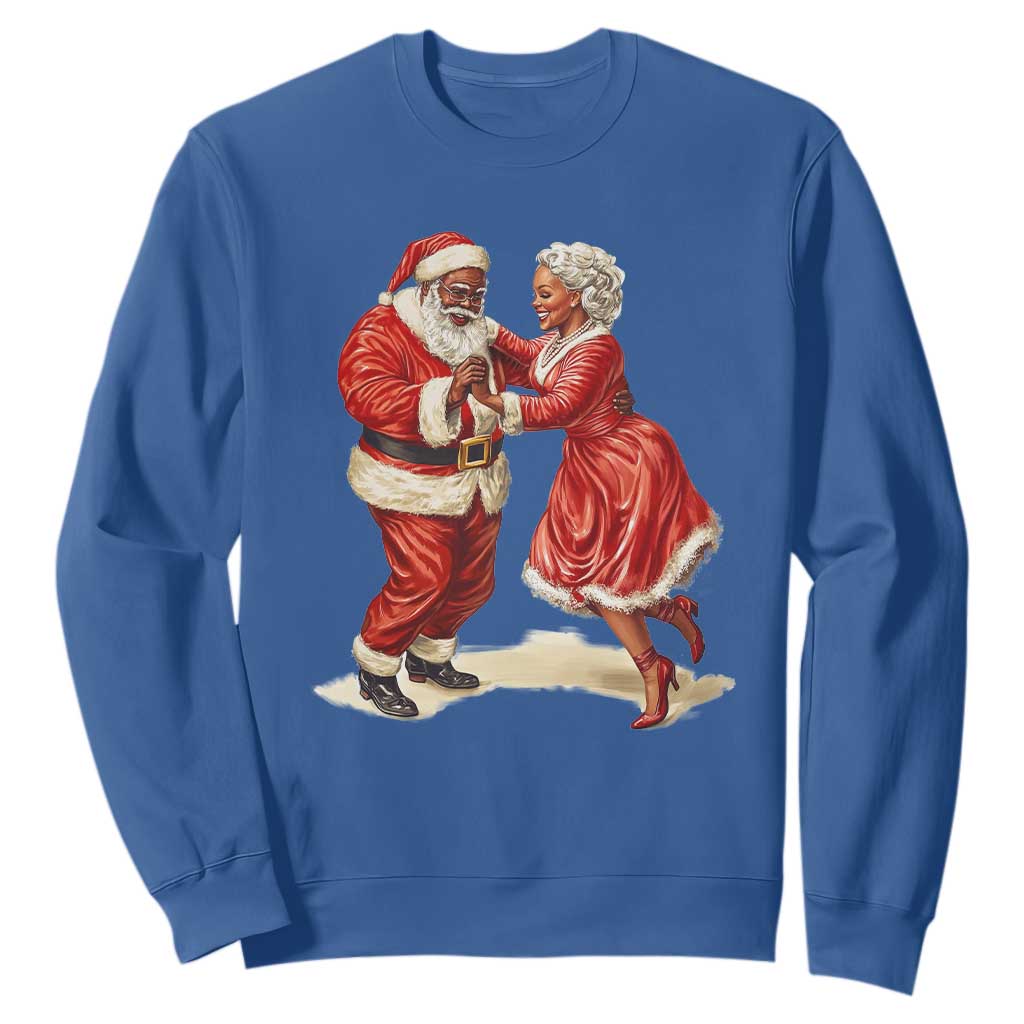 African American Christmas Black Santa Mr Mrs Claus Dancing Sweatshirt
