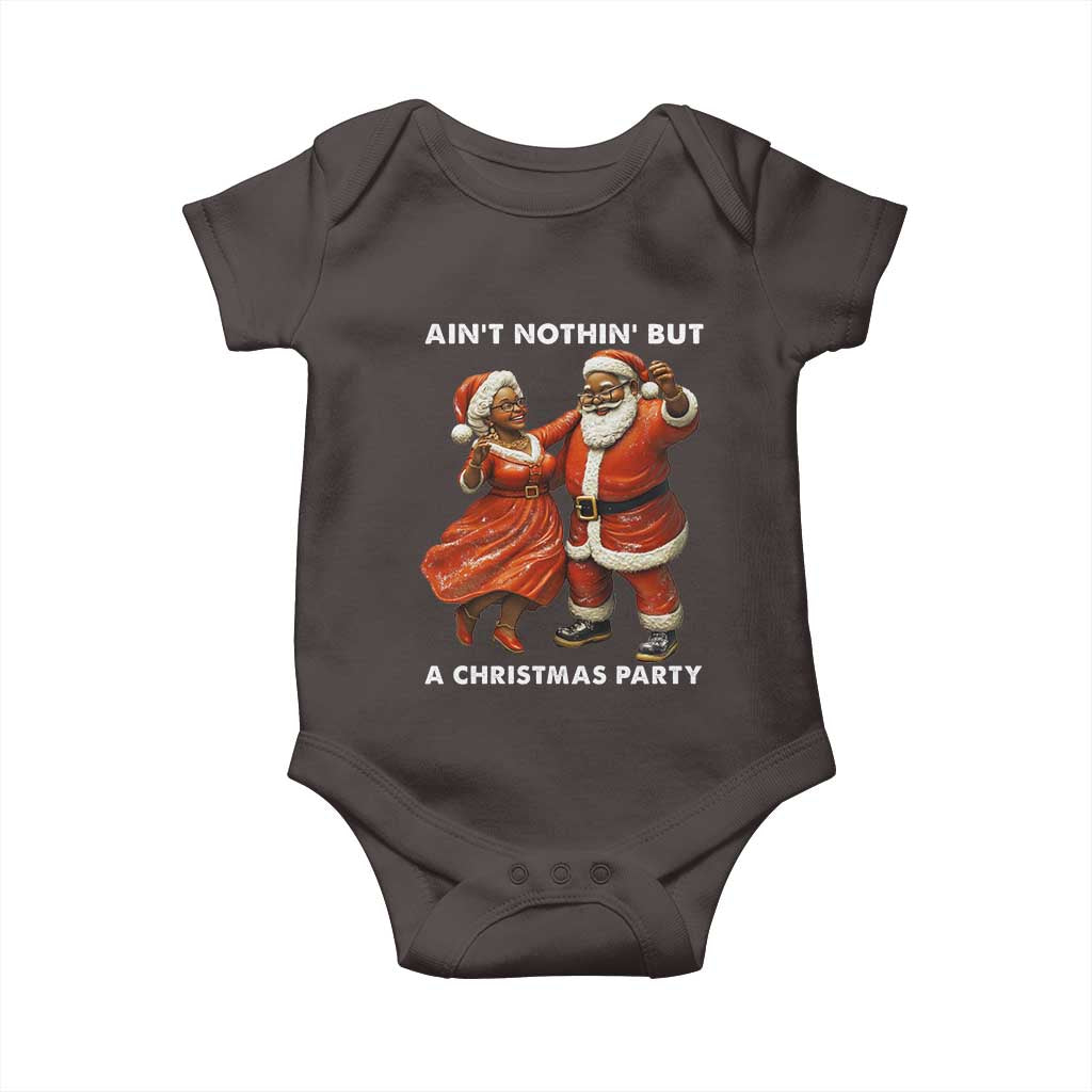 African American Christmas Baby Onesie Ain't Nothin' But A Christmas Party Mr Mrs Claus Dancing