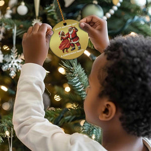 African American Xmas Christmas Ornament Ain't Nothin' But A Christmas Party Mr Mrs Claus Dancing