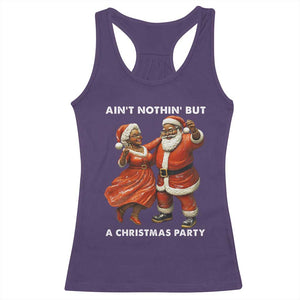 African American Christmas Racerback Tank Top Ain't Nothin' But A Christmas Party Mr Mrs Claus Dancing