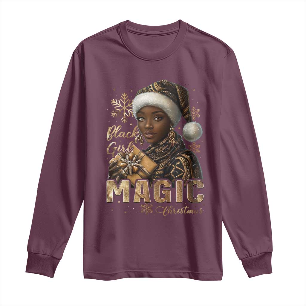 Christmas Melanin Black Girl Magic Long Sleeve Shirt