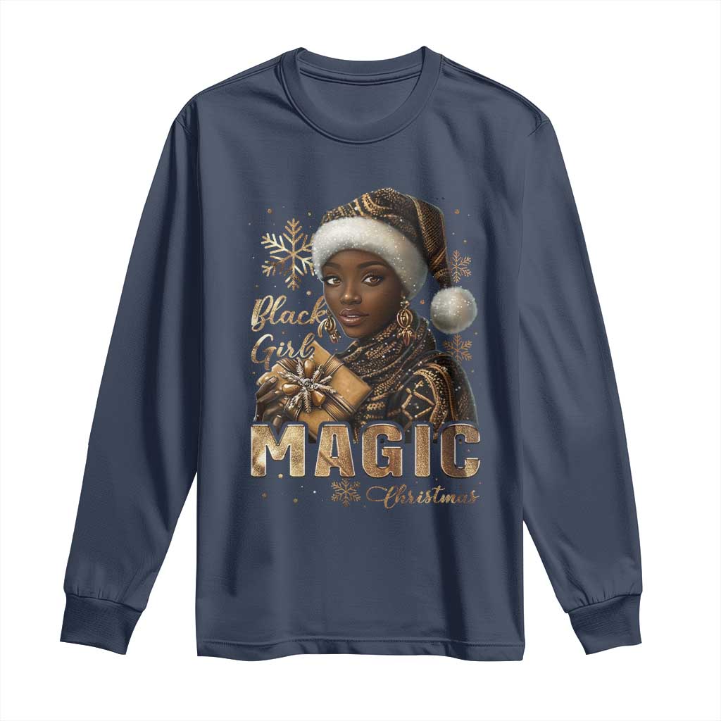 Christmas Melanin Black Girl Magic Long Sleeve Shirt