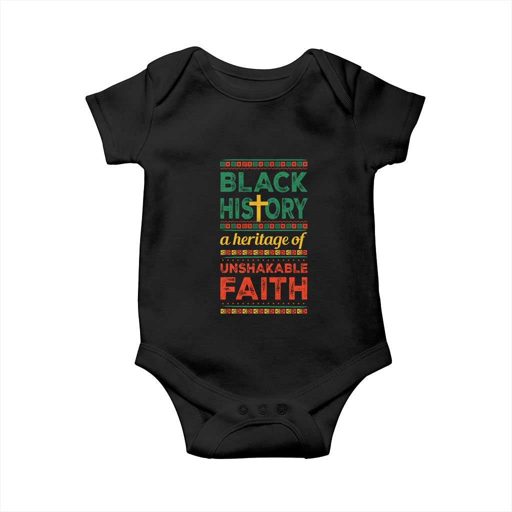 Black History Month Baby Onesie A Heritage Of Unshakeable Faith Christian BLM Melanin Pride