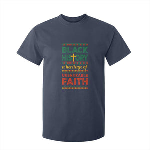 Black History Month T Shirt For Kid A Heritage Of Unshakeable Faith Christian BLM Melanin Pride